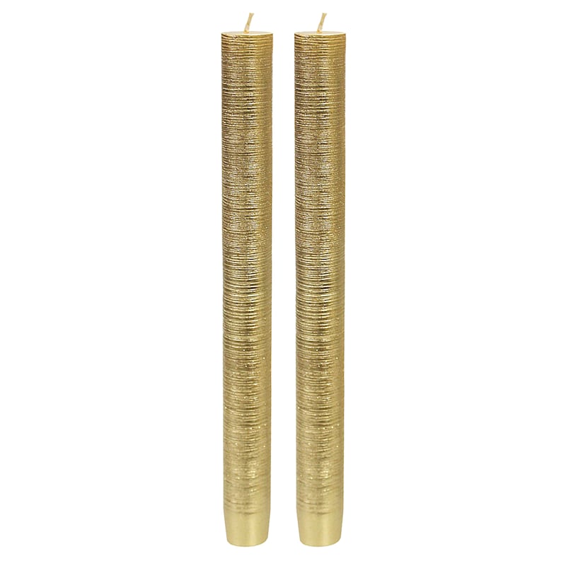 2Pk 10In Gold Glitter Taper Candle