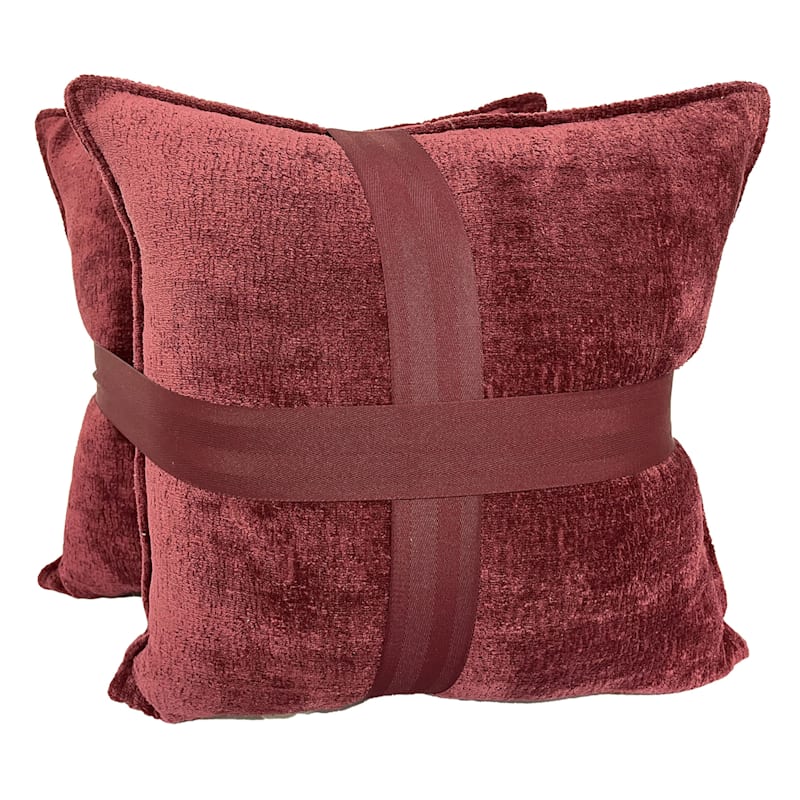 Red chenille 2025 throw pillows