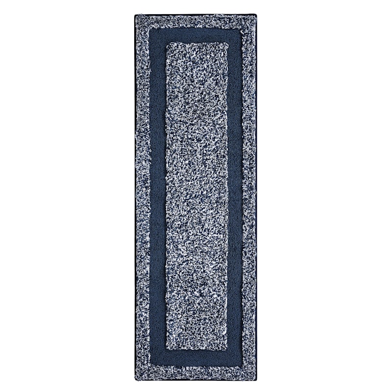 Heathered Hotel Navy Blue Bath Runner, 2x5