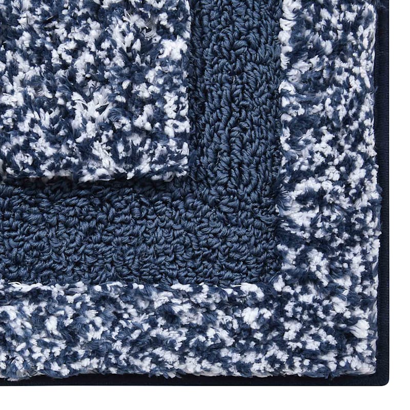 Heathered Hotel Navy Blue Bath Runner, 2x5