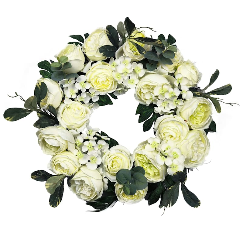 White Rose Floral Wreath, 22