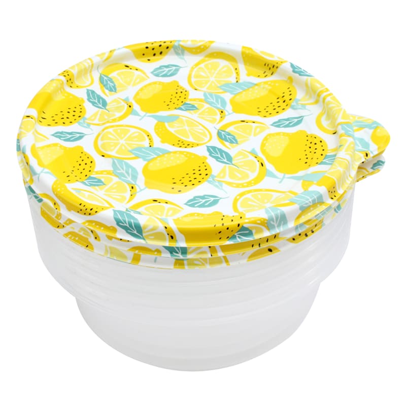 Lemons Food Nesting Storage Containers Set Of 3 Plastic With Lids New