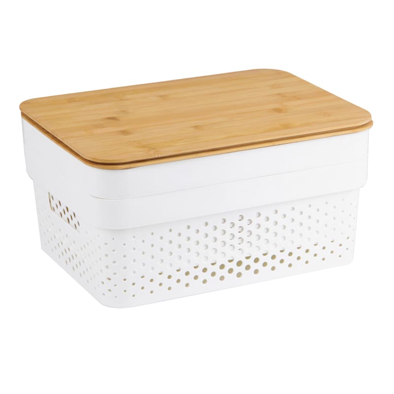 Storage Bins with Bamboo Lids Set of 6 Lidded Storage Container