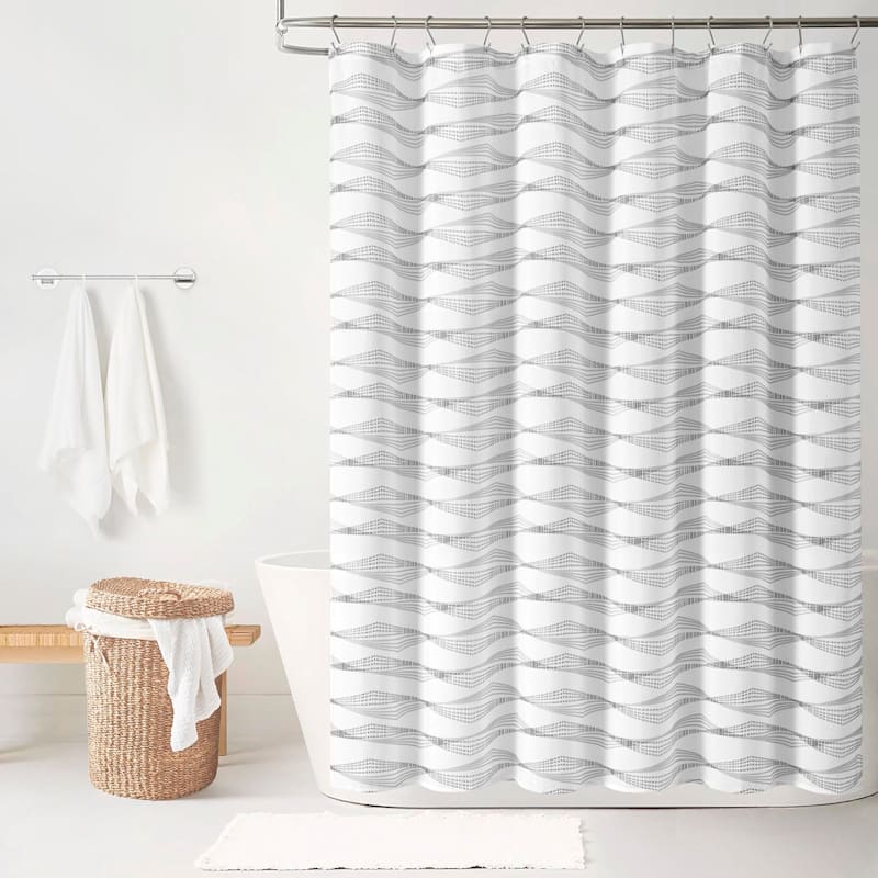 Luna Chevron Gray 13Pc 72X72 Shower Curtain Set