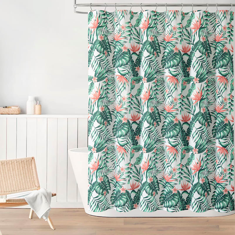 Coral and on sale turquoise shower curtain
