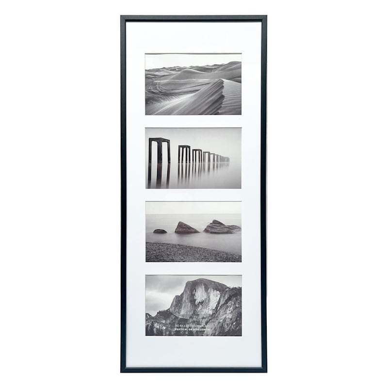 4X6 Picture Frame Set of 4, Matted Black Simple Modern Thin Aluminum Metal  Photo