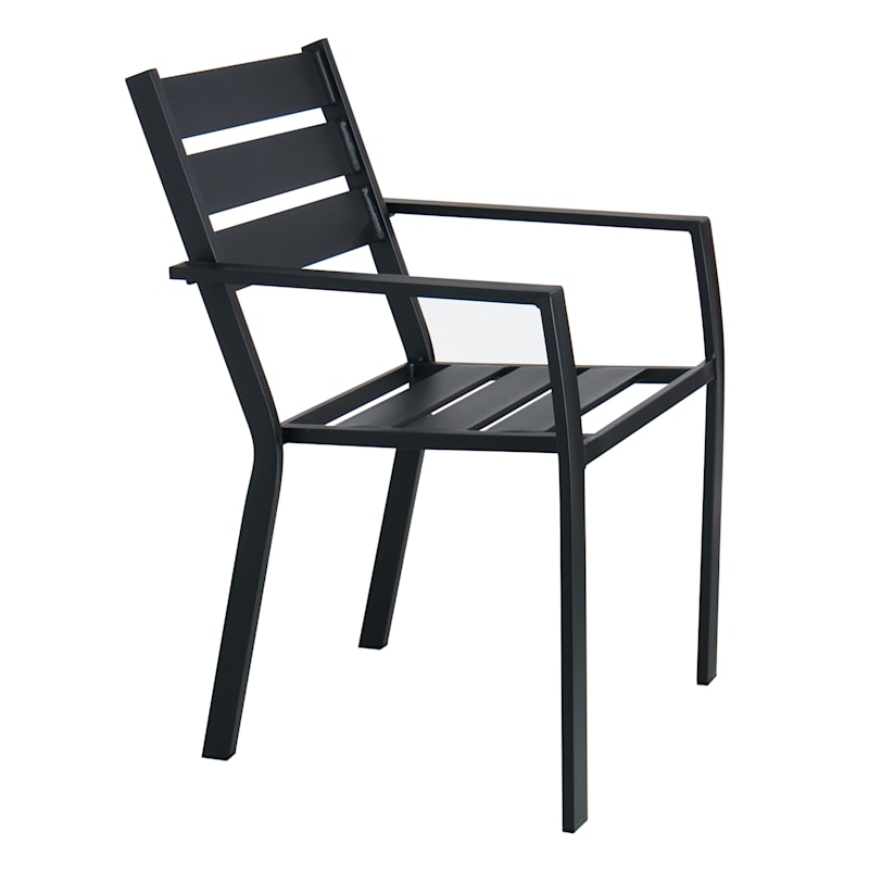 Hampton bay mix and match black stackable metal slat best sale outdoor patio dining chair