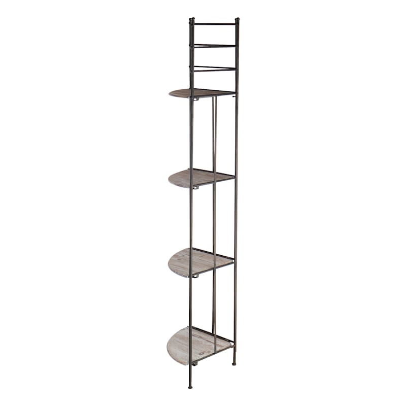 Providence Metal Corner Rack with Folding Wood-Top Shelves, 63