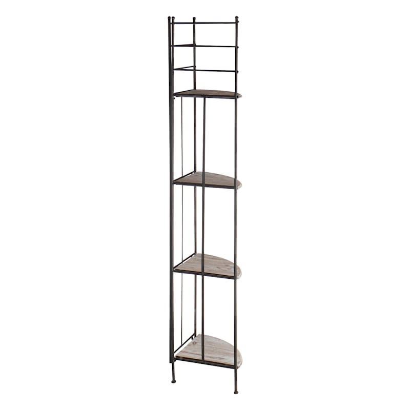 Providence Metal Corner Rack with Folding Wood-Top Shelves, 63