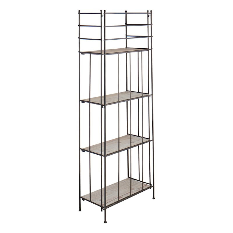 Providence Metal Corner Rack with Folding Wood-Top Shelves, 63