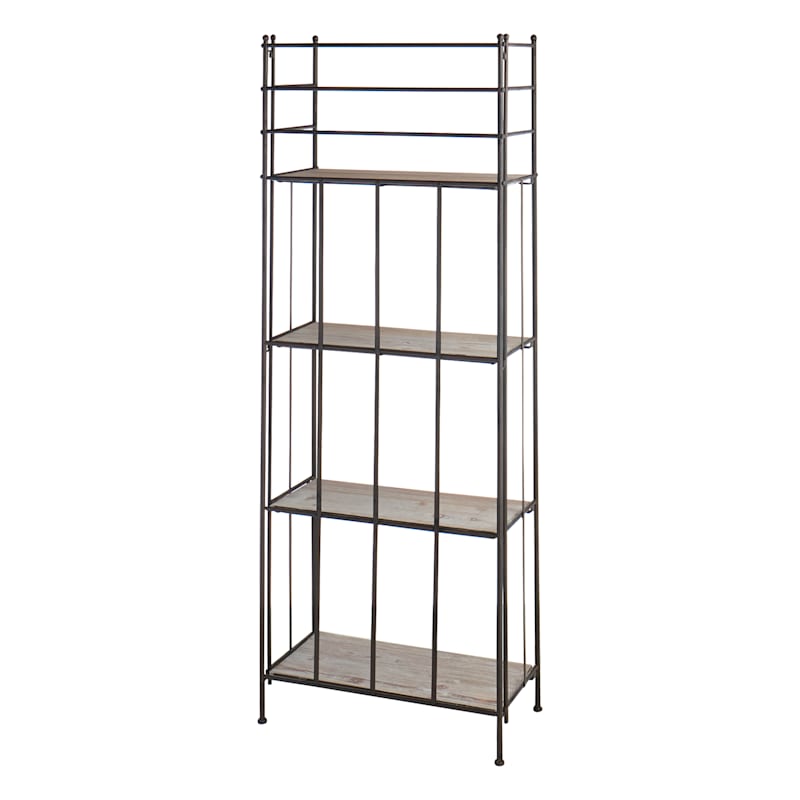 Providence Metal Baker Rack with Folding Wood-Top Shelves, 63