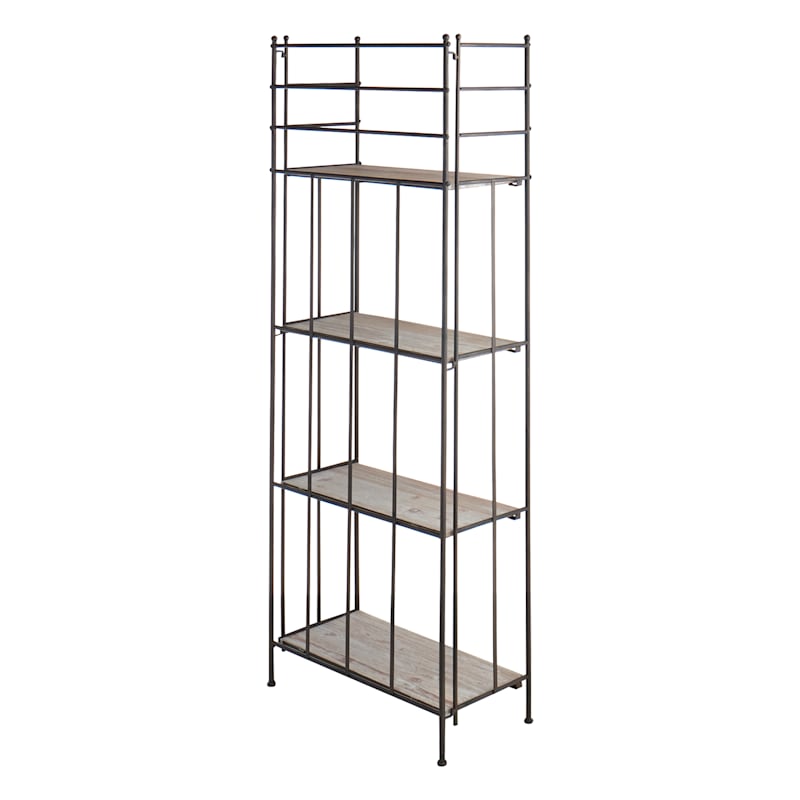 Providence Metal Corner Rack with Folding Wood-Top Shelves, 63