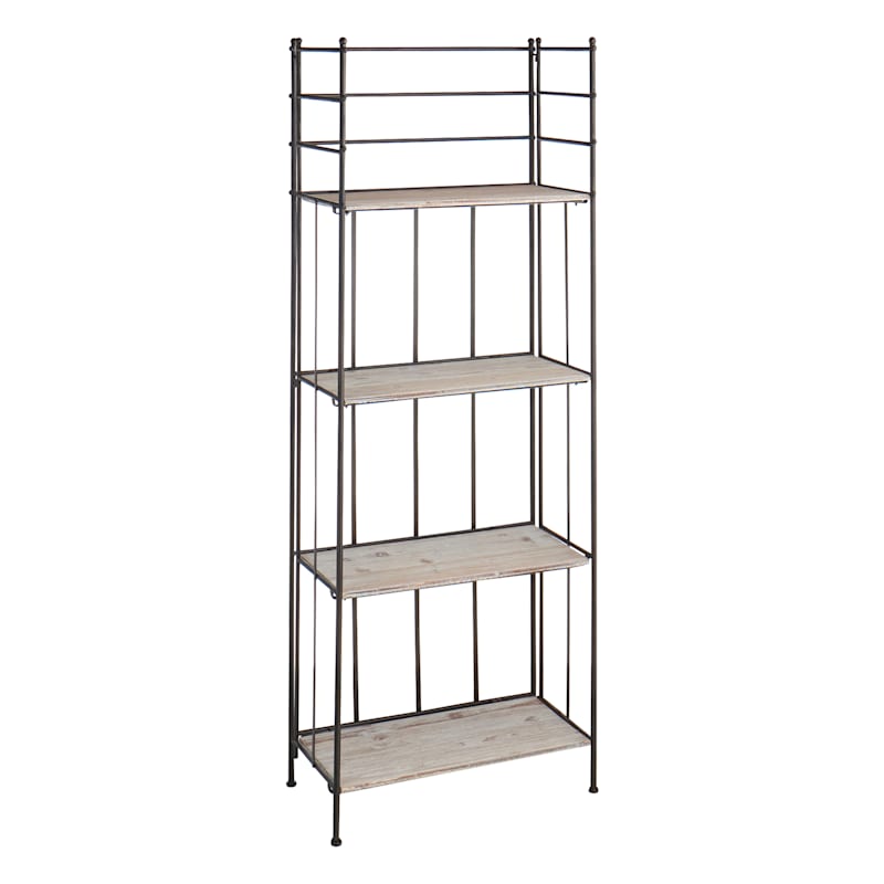 Providence Metal Baker Rack with Folding Wood-Top Shelves, 63