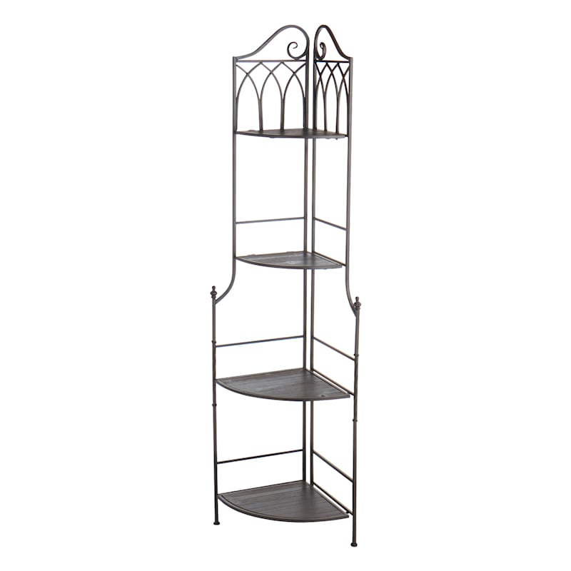 Providence Metal Corner Rack with Folding Wood-Top Shelves, 63