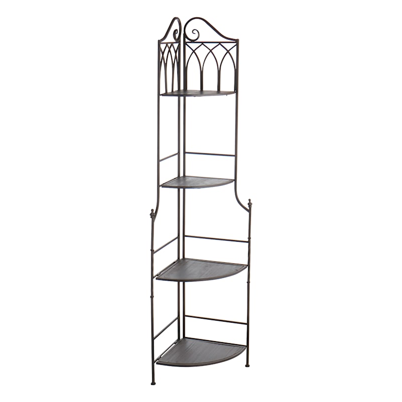 Providence Metal Corner Rack with Folding Wood-Top Shelves, 63