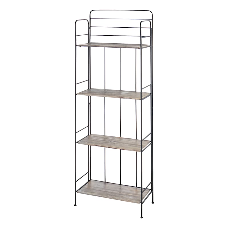 4-Tier Metal Folding Rack with Wire Shelves