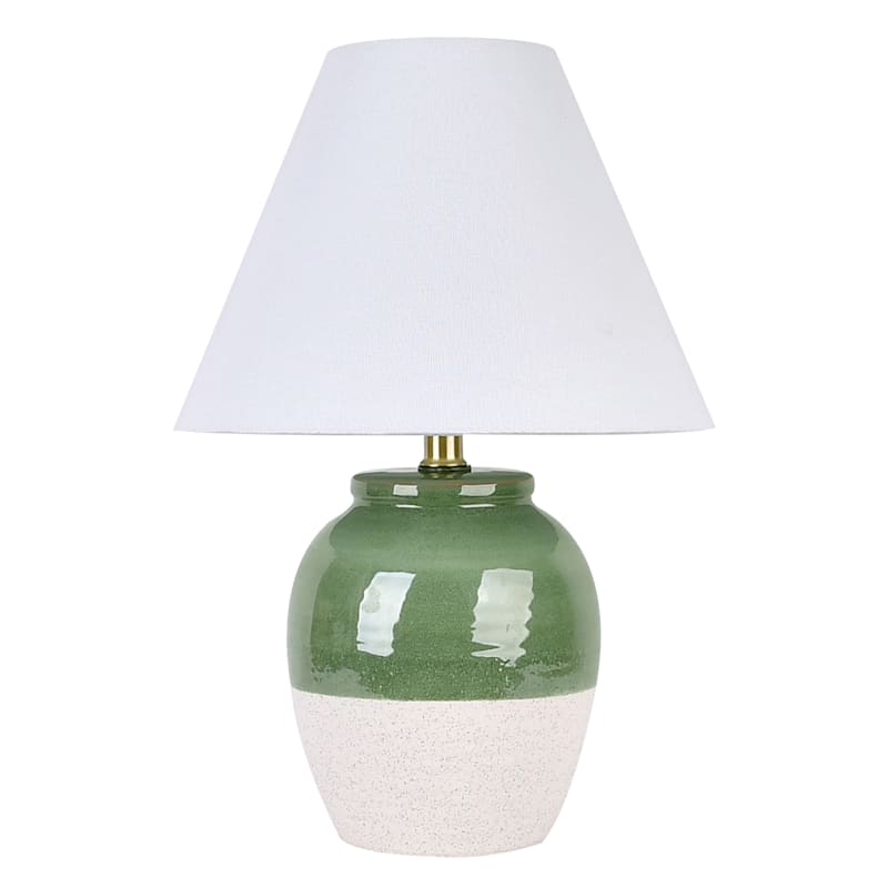 Green And White Ceramic Two Toned Lamp 17In