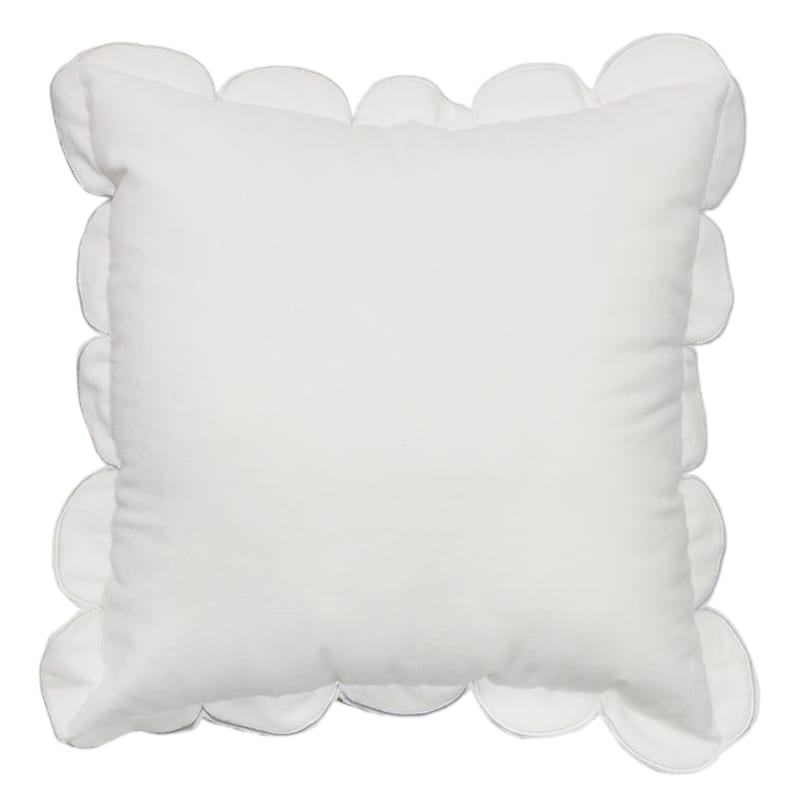 Providence White Scalloped Velvet Throw Pillow 18