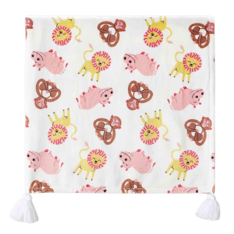 Tiny Dreamers Zoo Animals PomPom Throw Blanket, 50x60
