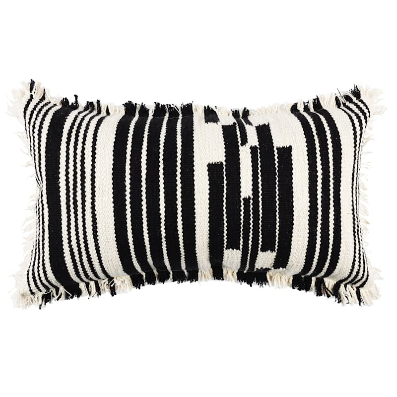 Black and white deals fringe pillow