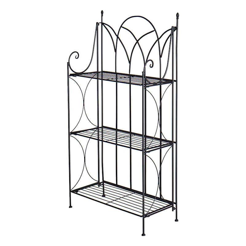 3 Tier Black Gothic Baker Rack with Metal Wire Shelves