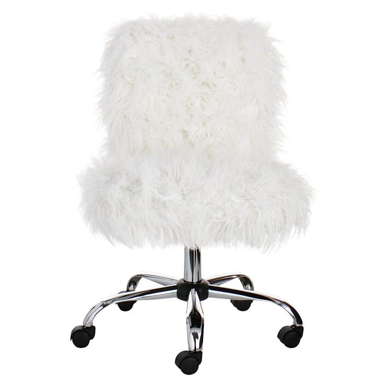 White fur office 2025 chair