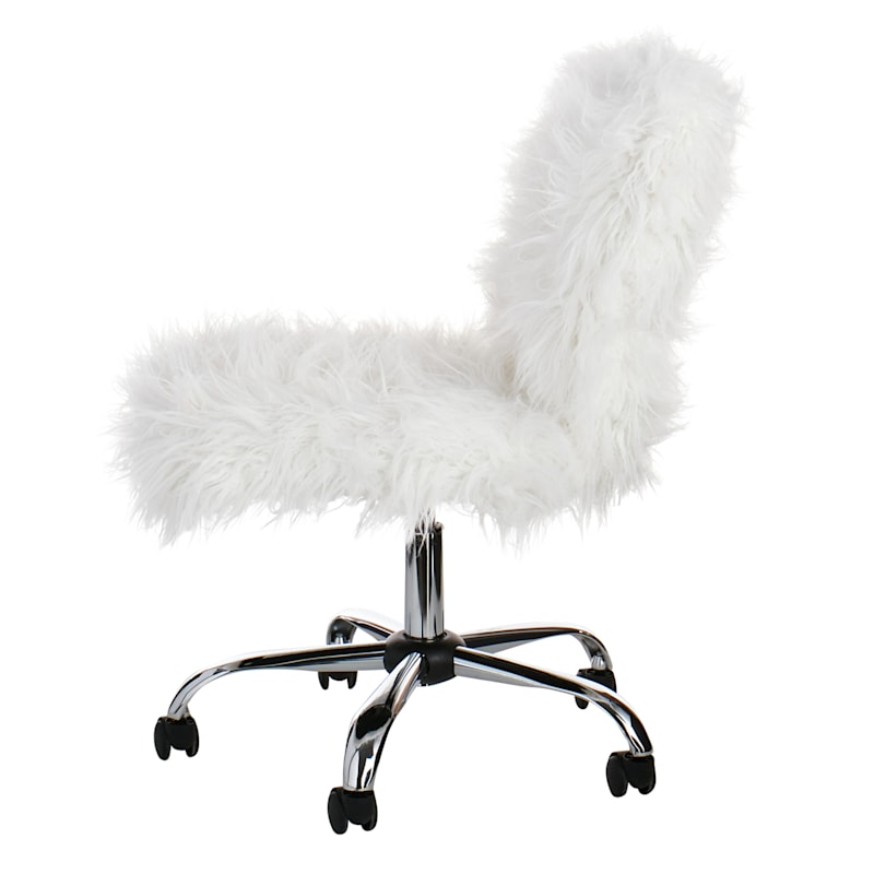 White furry chair cheap