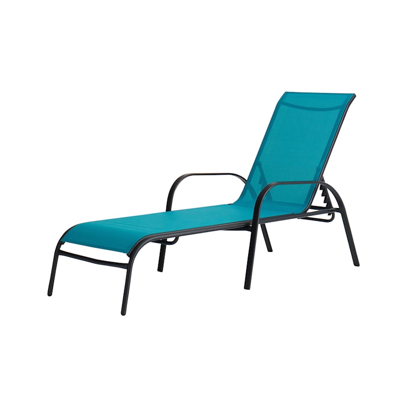 Stackable Teal Sling Outdoor Chaise Lounge Chair