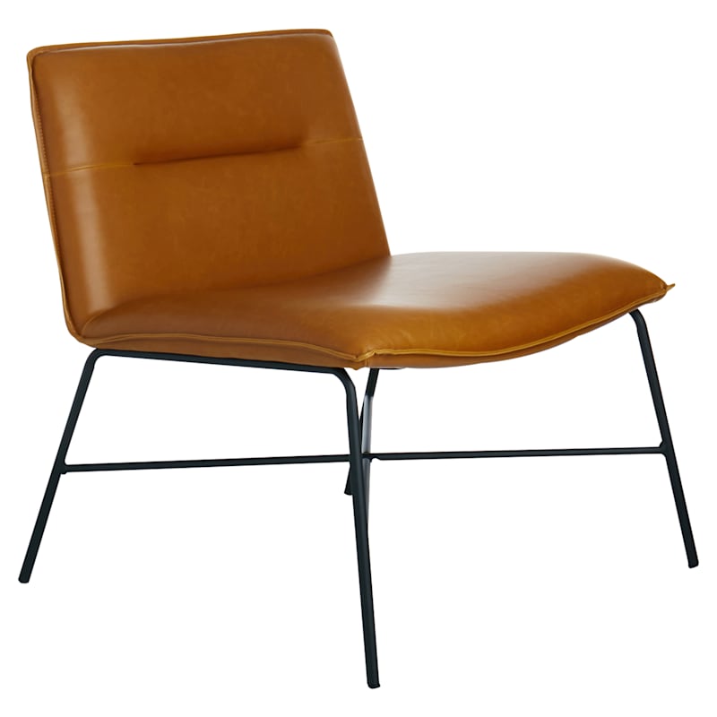 Crosby St. Zoey Faux Leather Accent Chair Camel