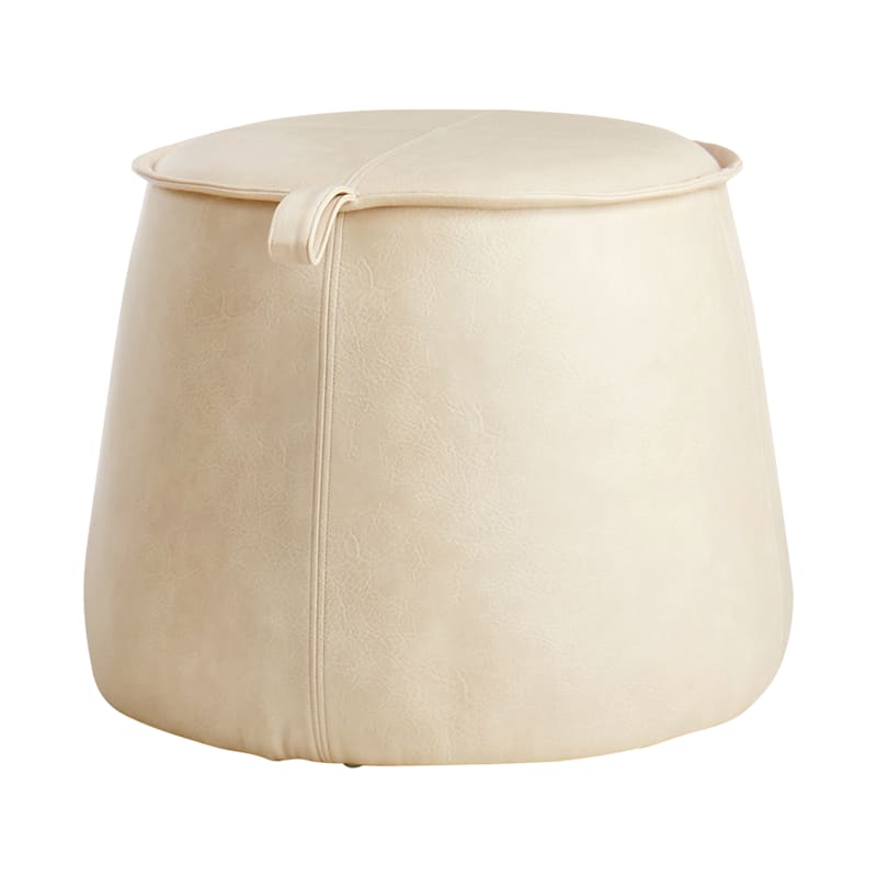 Cream colored store leather ottoman