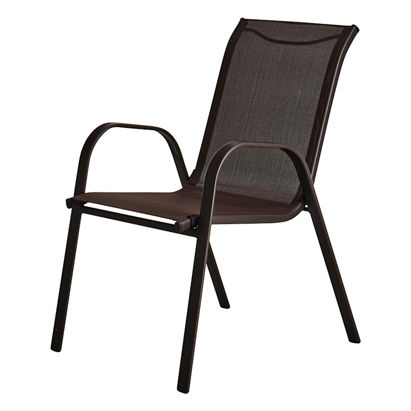 Brown sling new arrivals back patio chairs