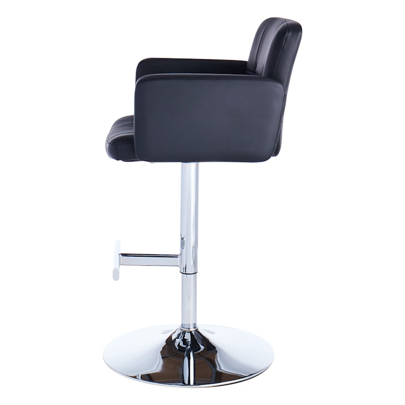 Crosby St. Stout Adjustable Faux Leather Barstool Black