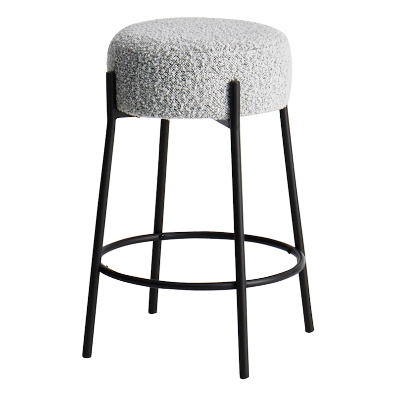 Crosby St. Harwood White Black Backless Counter Stool 26
