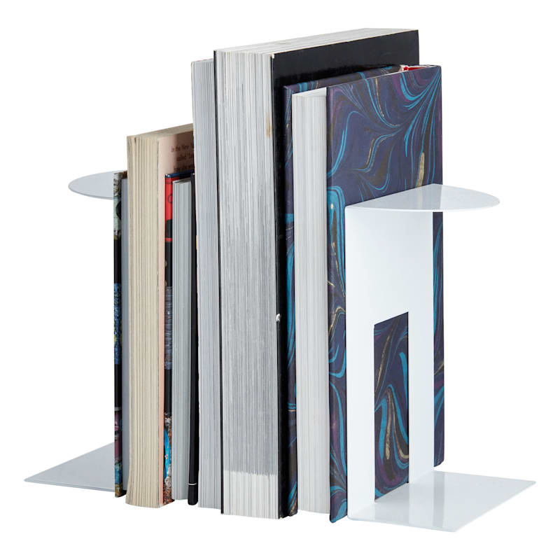 1Piece White Metal Bookend, 7"