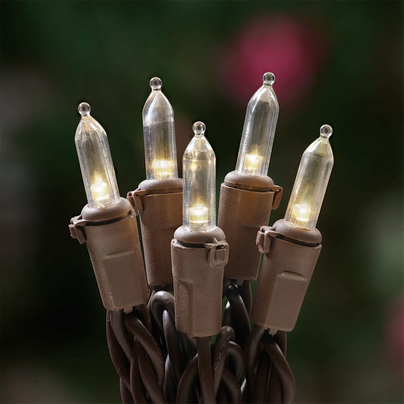 Warm White LED String Lights Brown Wire