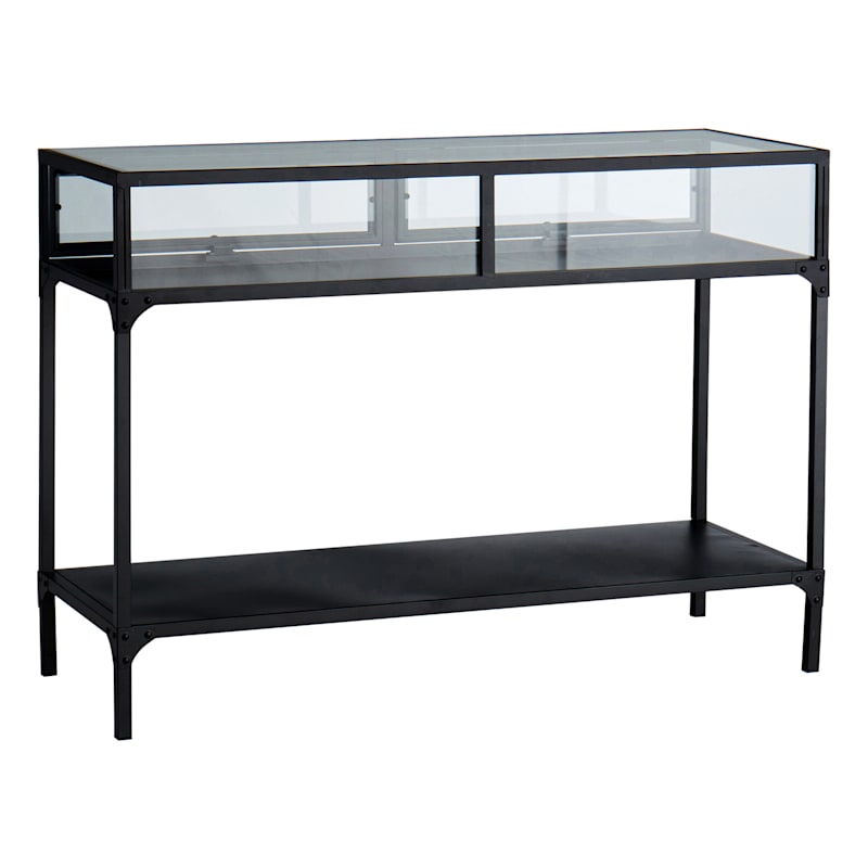 Glass display console table deals