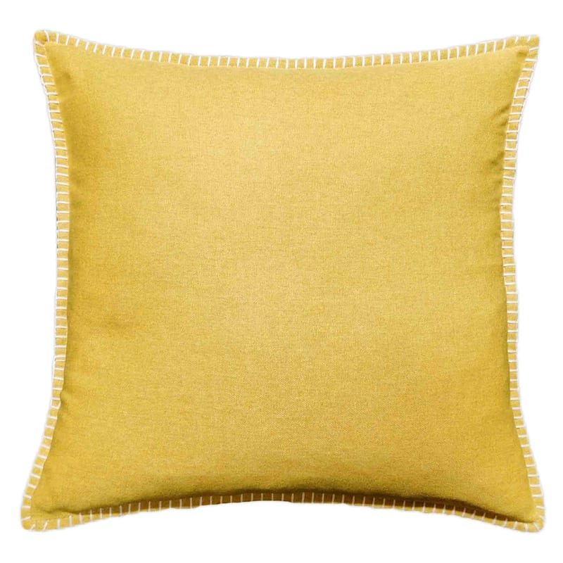 Yellow Heathered Whip Stitch Feather Filled Throw Pillow, 18