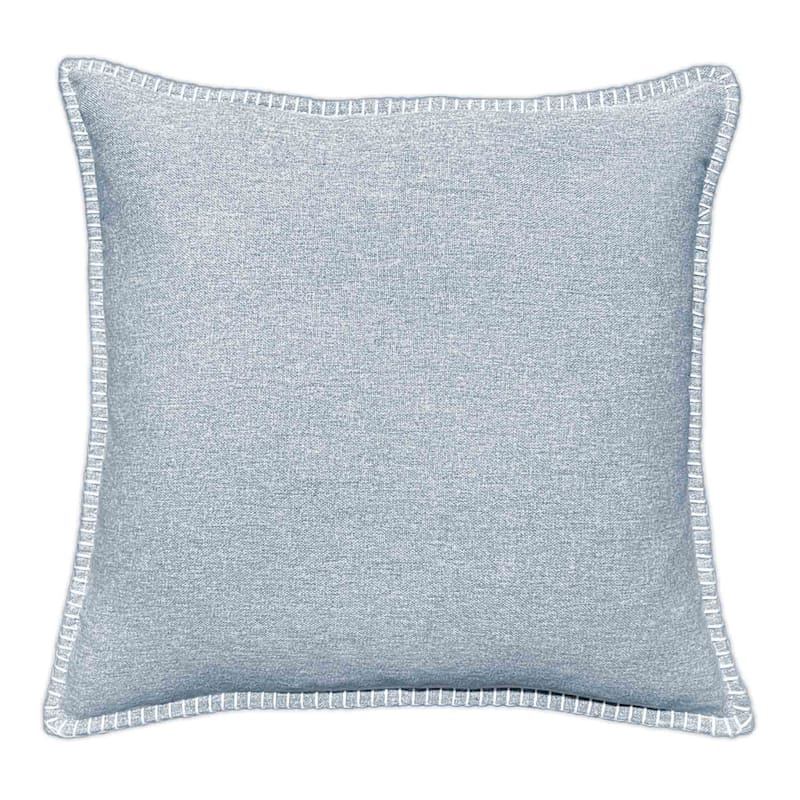 Blue Heathered Whip Stitch Feather Filled Throw Pillow 24