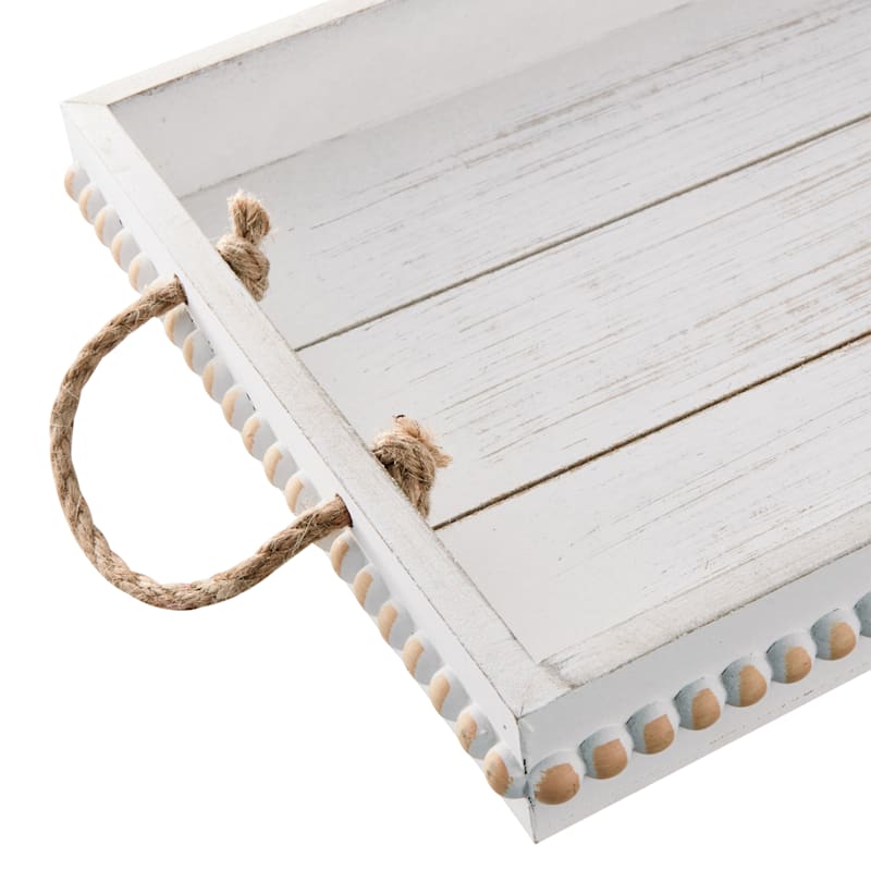 Stylecraft Unfinished Wood Tray, Rope Handles, 9.25 x 16 (1 Piece) 2  lbs., Rectangle Design