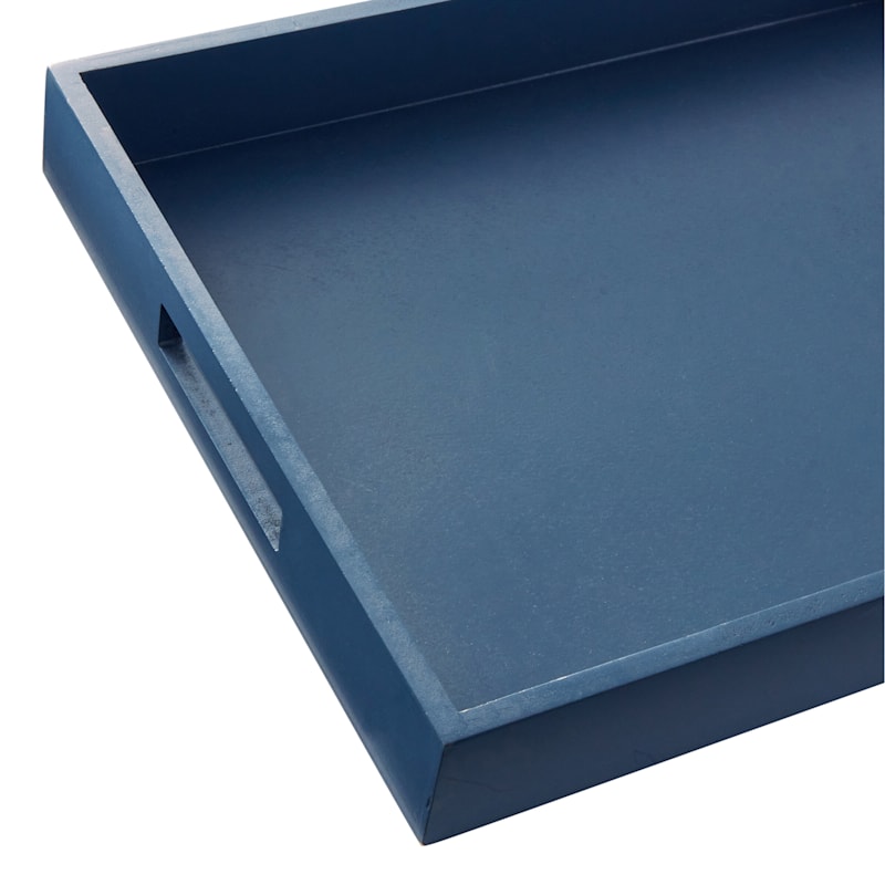 Navy Blue Wooden Decorative Tray, 16x12
