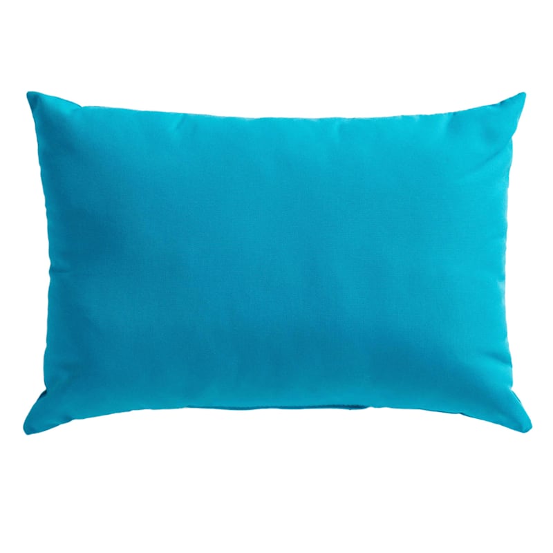 Turquoise Canvas Lumbar Outdoor Throw Pillow, 14x20