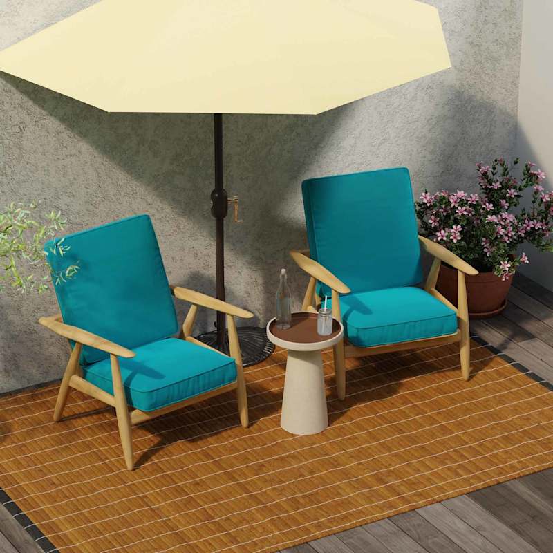 2 Piece Turquoise Canvas Outdoor Deep Seat Cushion Set