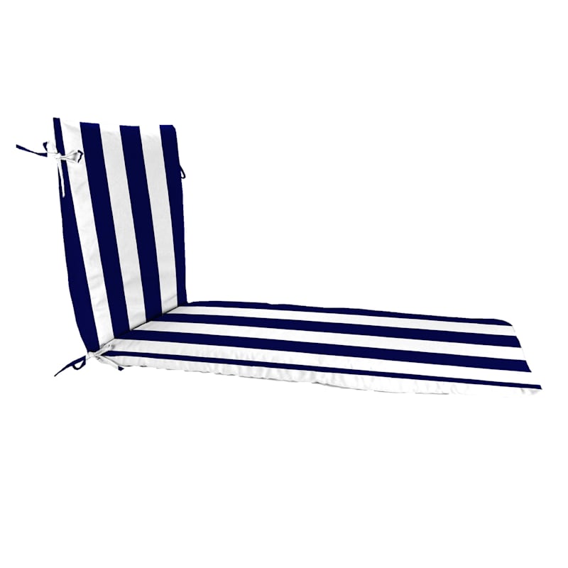Providence Navy Blue Awning Stripe Basic Outdoor Chaise Lounge Cushion