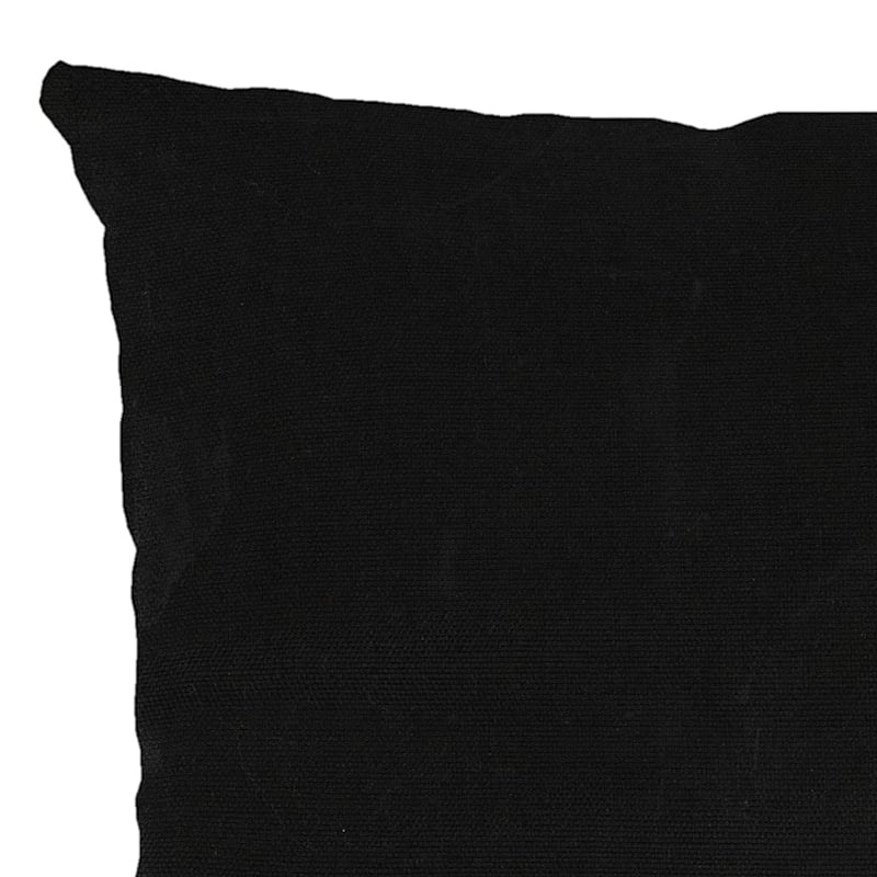 Black Canvas Lumbar Outdoor Throw Pillow, 14x20