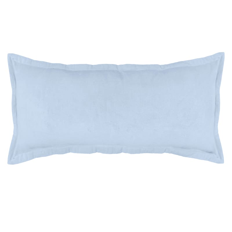 Providence Blue Cotton Velvet Throw Pillow 14x36