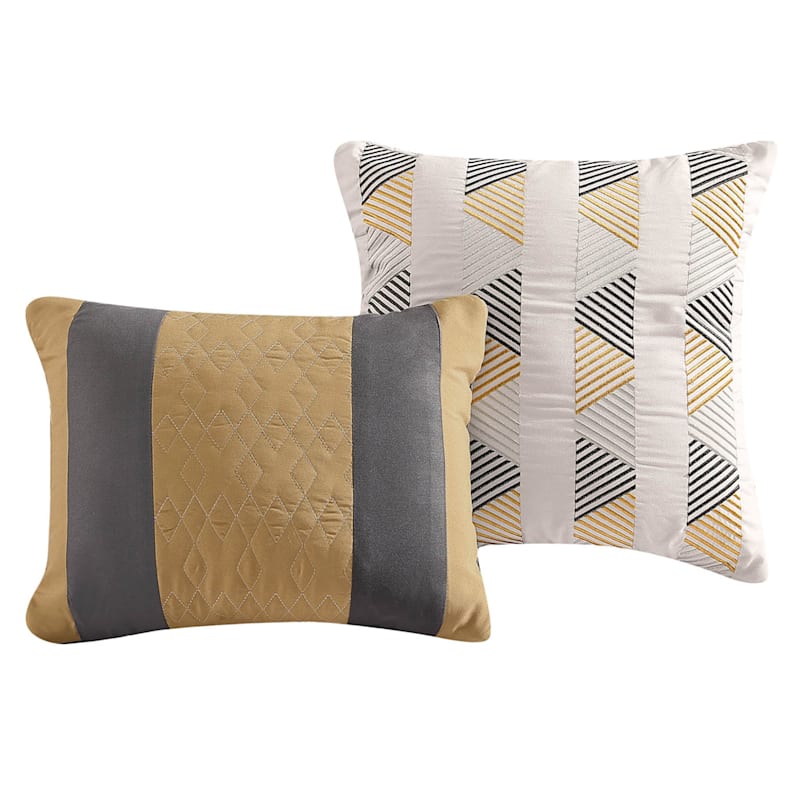 7Piece Davin Yellow & Grey Comforter Set, Full/Queen