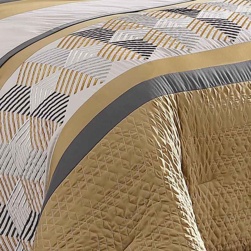 7Piece Davin Yellow & Grey Comforter Set, King