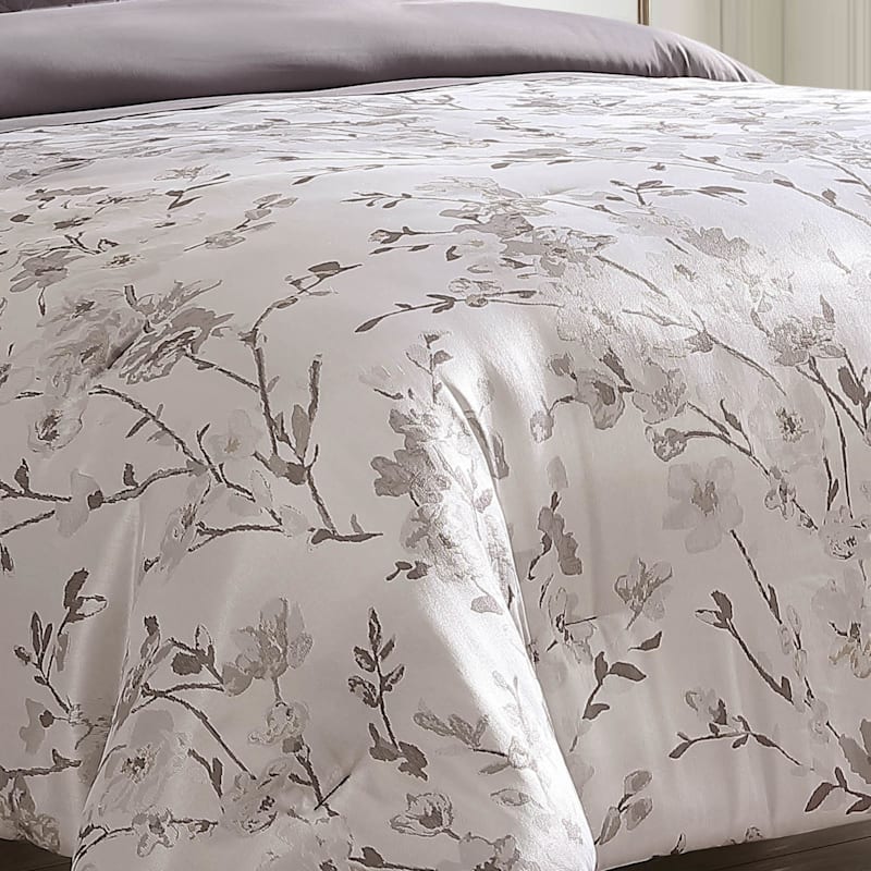 7Piece Cayson Neutral Floral Comforter Set, King