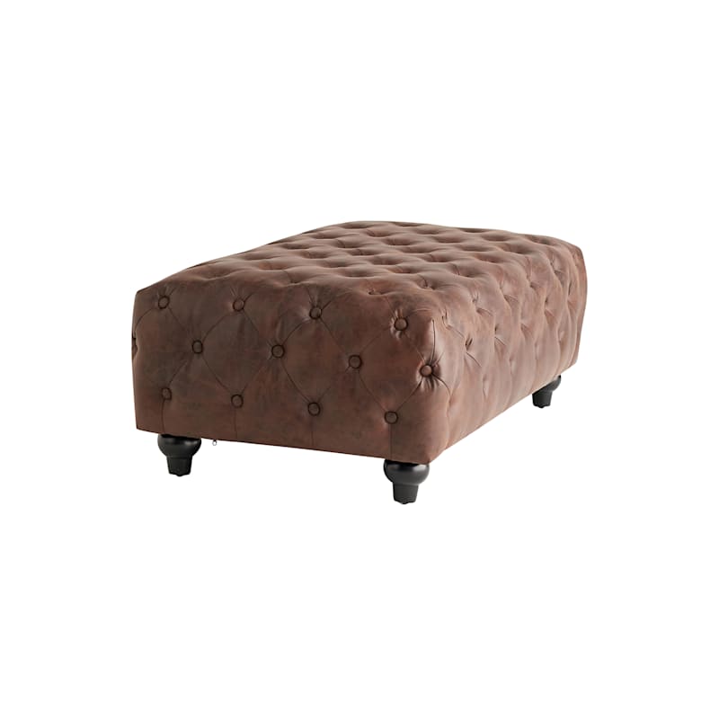Leather shop chesterfield ottoman