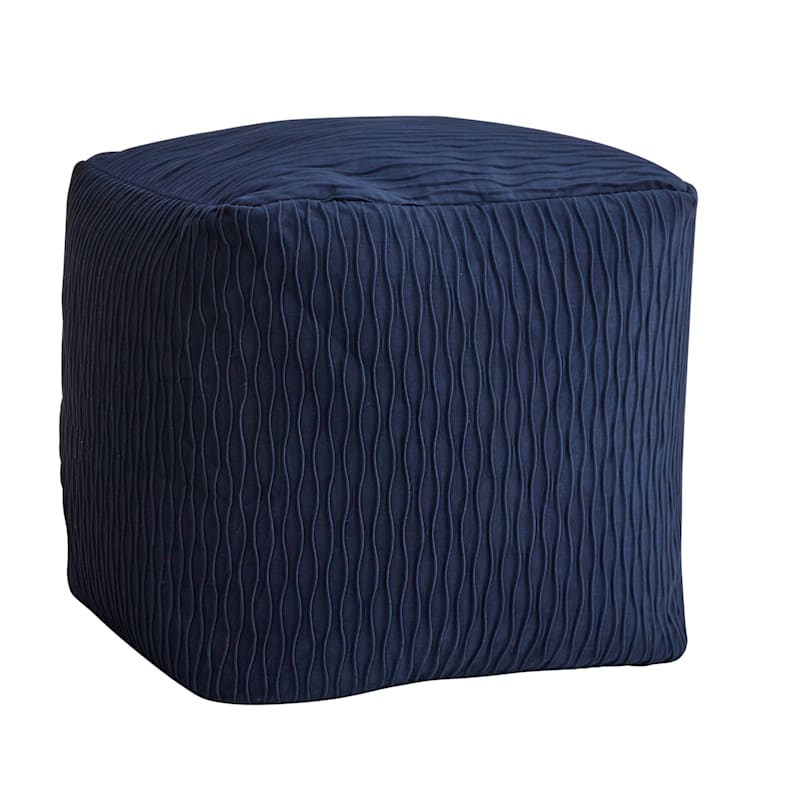 Navy Blue Herringbone Footstool Dark Blue Harris Tweed Small Buttoned  Footstool Pouffe Under Desk Foot Rest Small Ottoman 